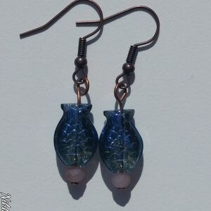 Blue and Pink Glass Fish Earrings